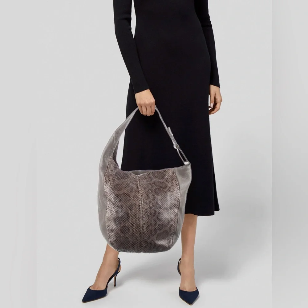 Authentic Gucci Python Greenwich Hobo Handbag (RARE) Grey Python - Picture 5 of 11